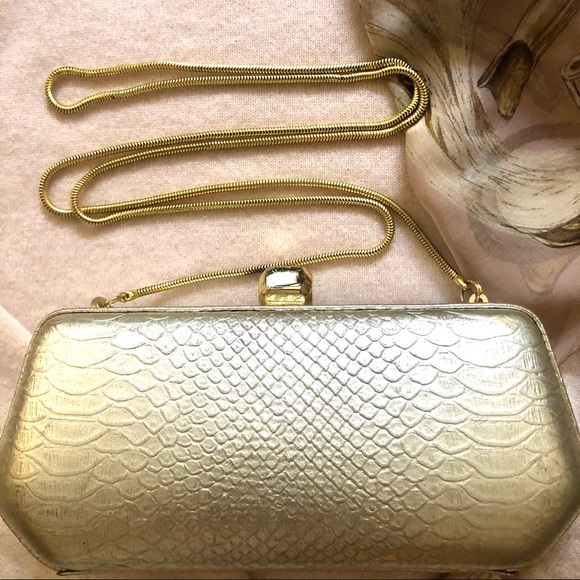 Rebecca Minkoff Bags Rebecca Minkoff Gold Clutch Crossbody Chain Bag